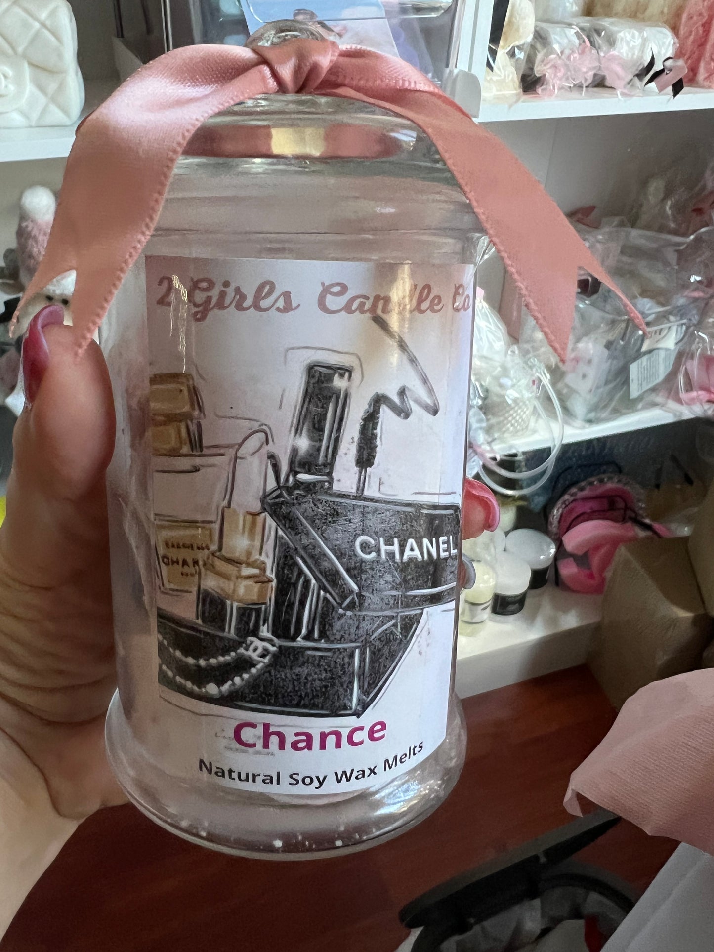 Designer inspired soy wax melts in a bottle
