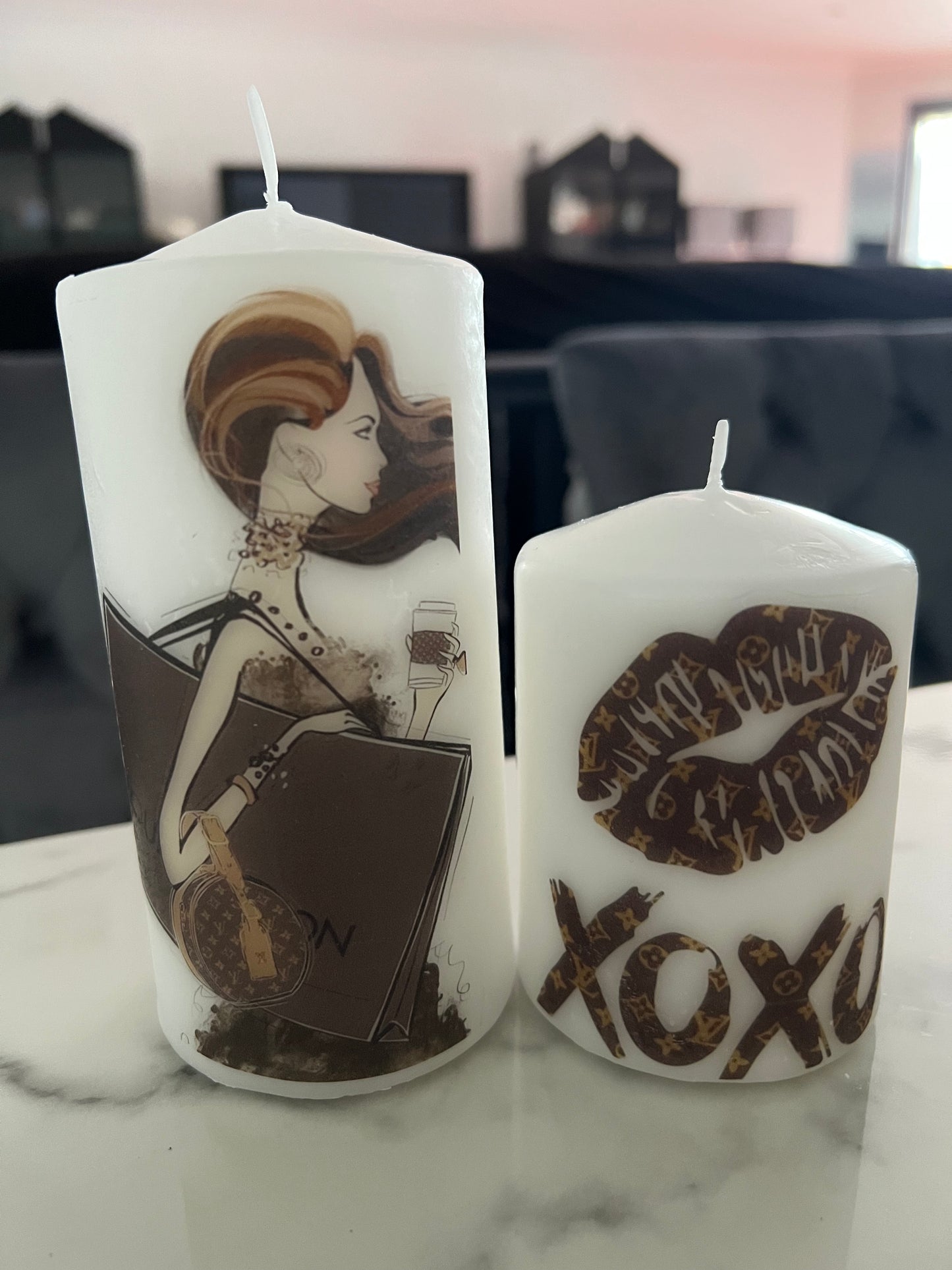 Designer inspired xoxo duo candle set