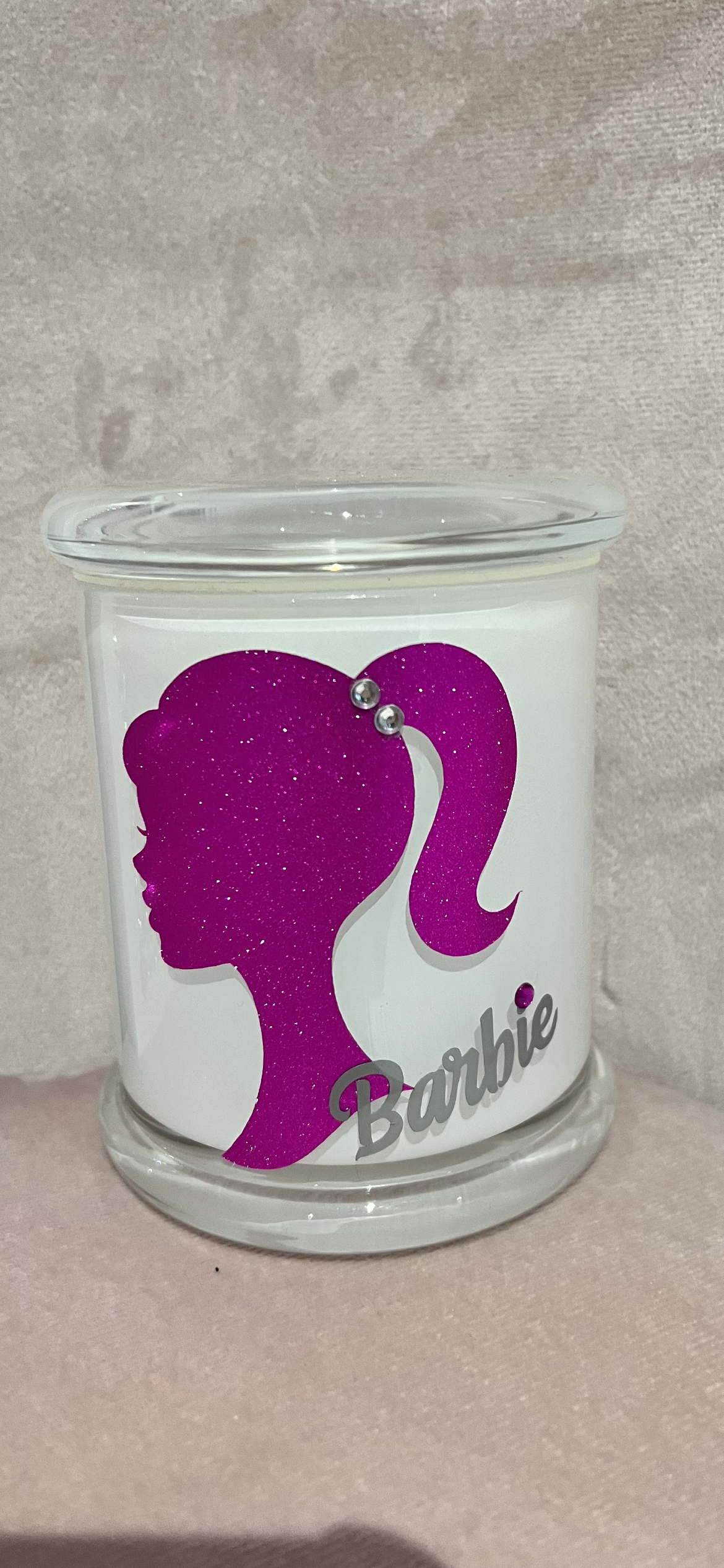Barbie themed personalised frame & candle