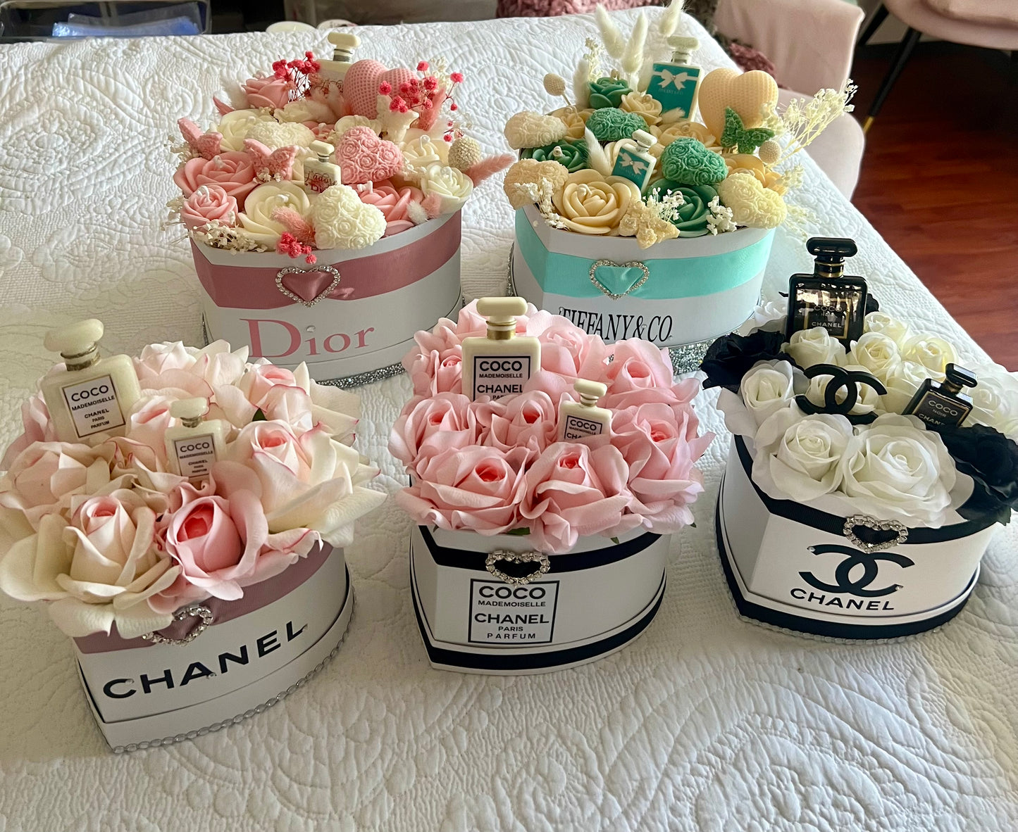 Heart box bouquets