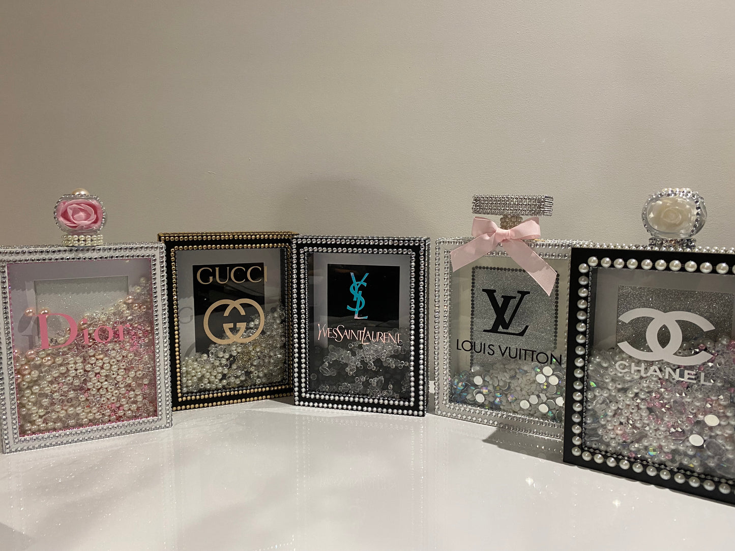Designer inspired frames with crystals beads & pearls Chanel, LV, Gucci,  YSL, Dior