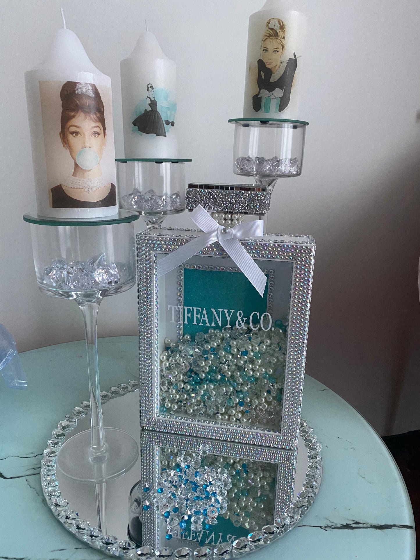 Tiffany inspired diamonds & pearls frame