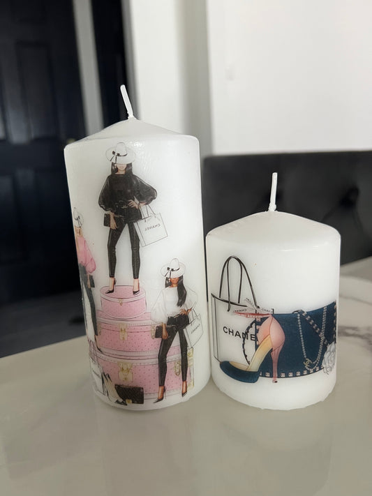 Designer inspired CC shopping duo candle set