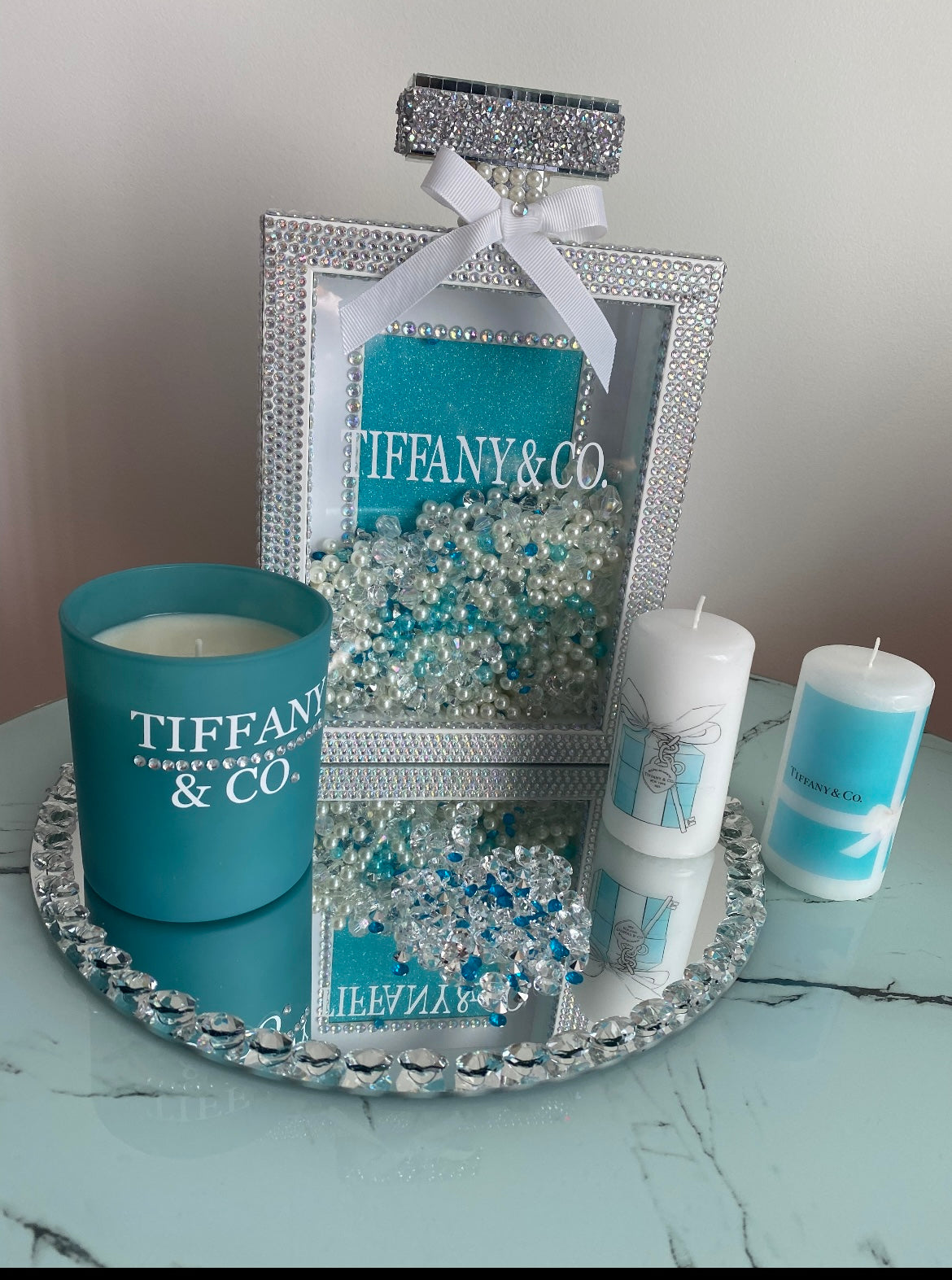 Tiffany inspired candle with rhinestones choose scent