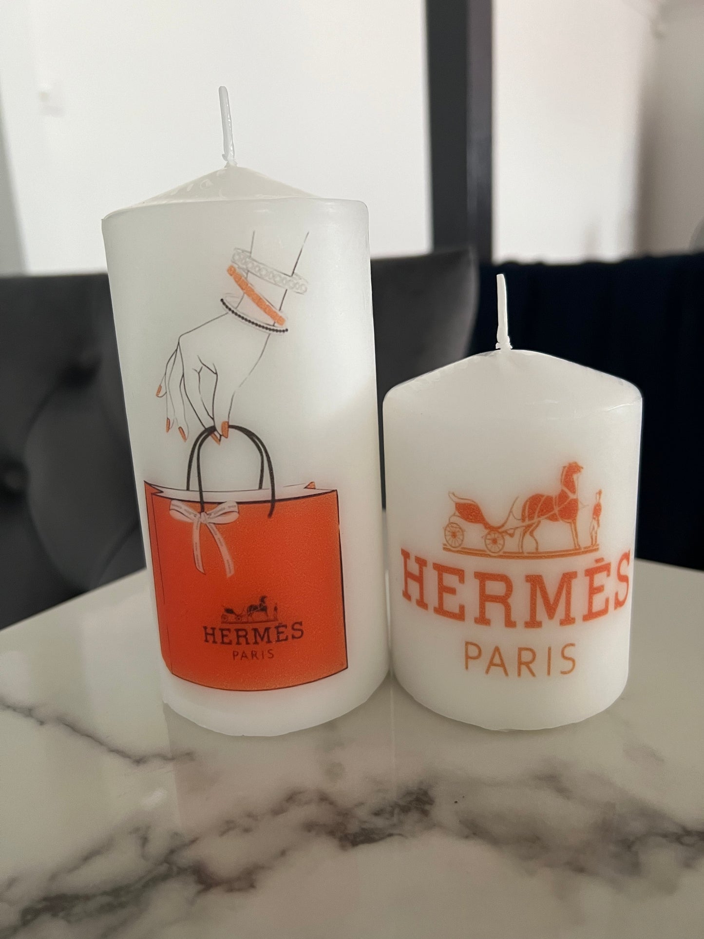 Designer inspired H duo candle set