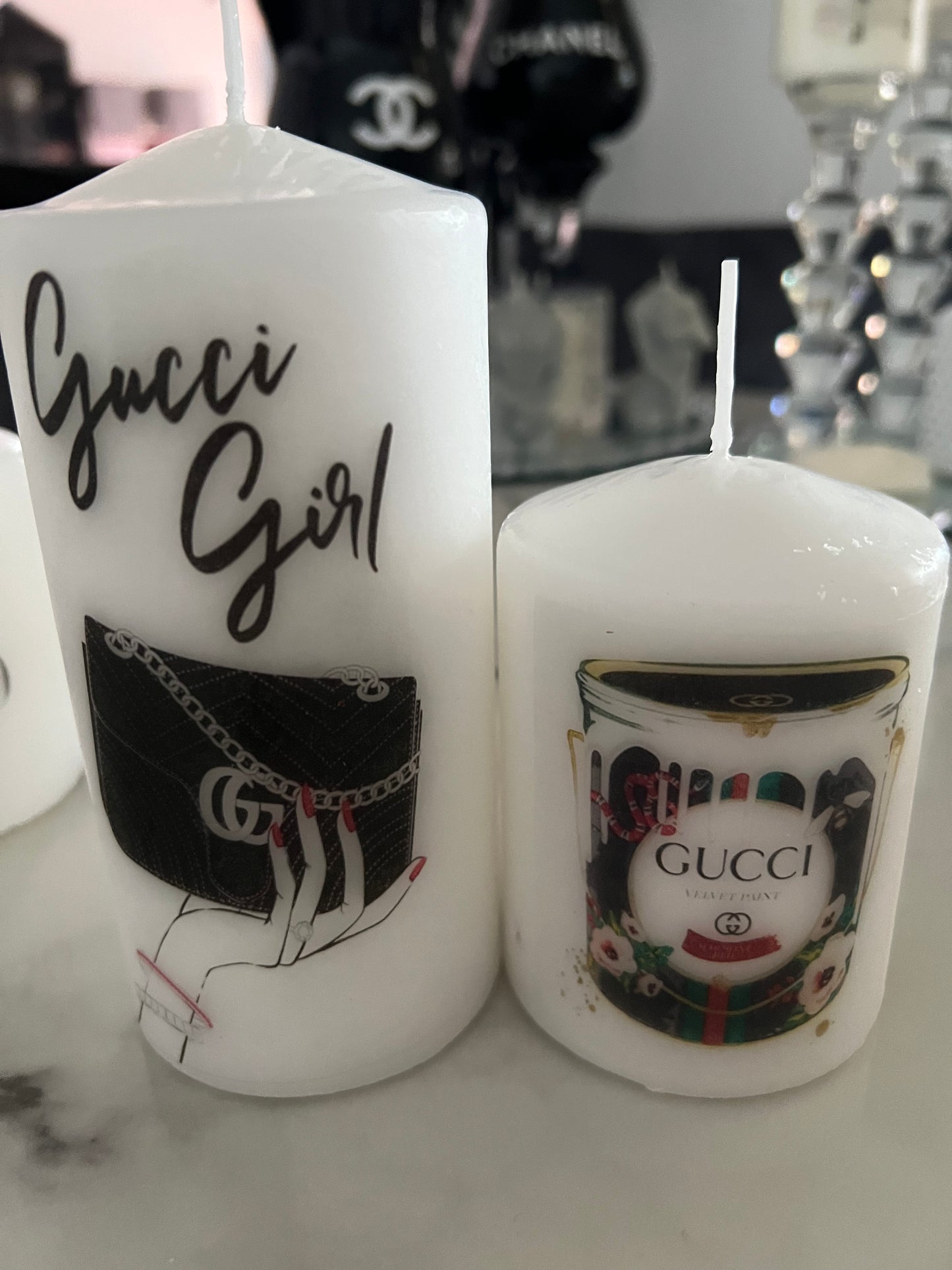 Designer inspired GG duo candle set