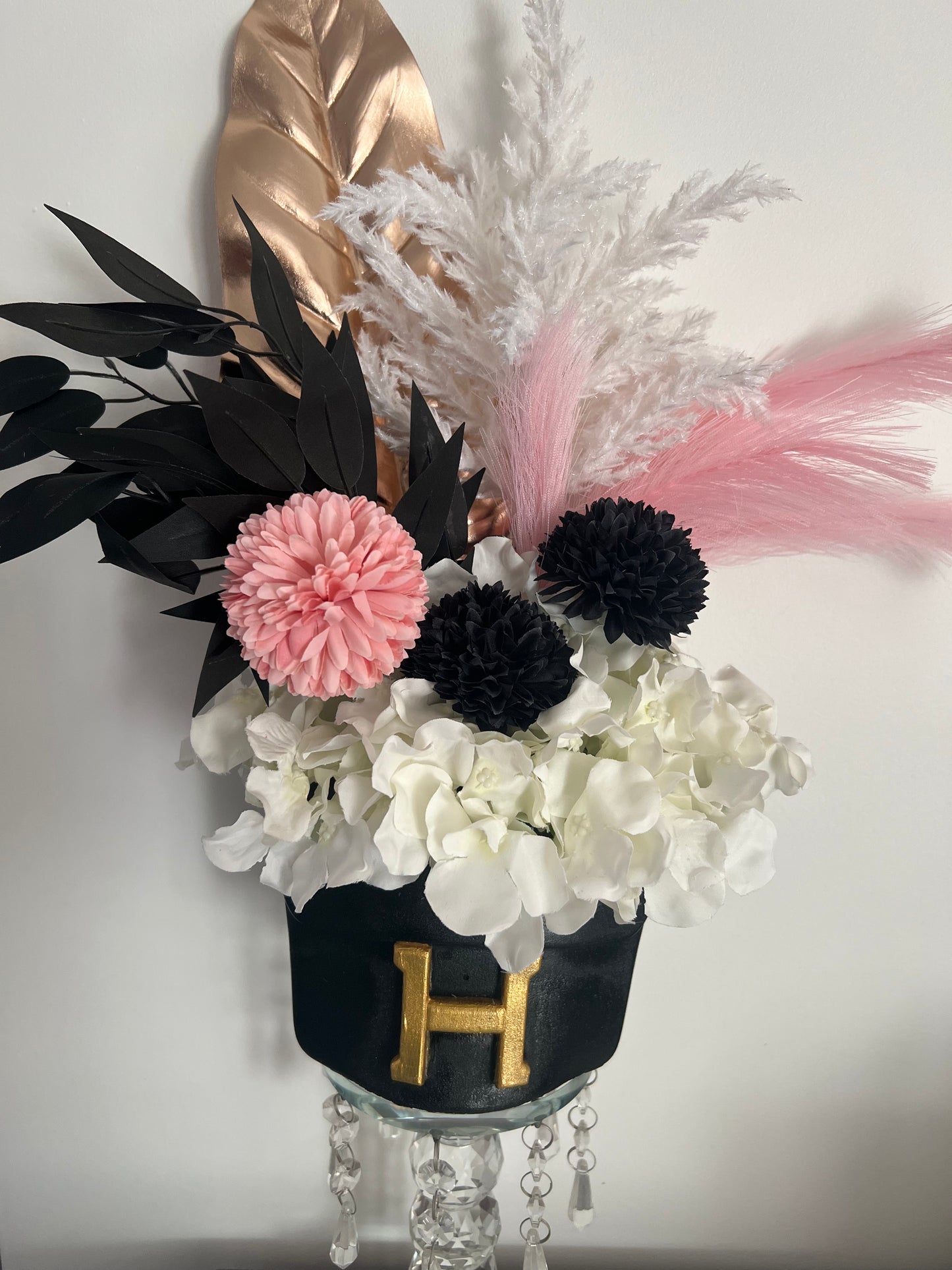 Designer inspired handbag vase with flowers